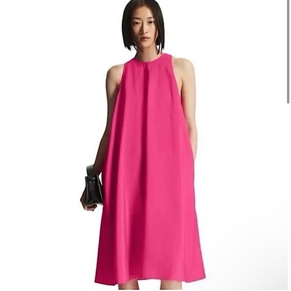 COS Dresses & Skirts - COS Racerneck midi shift dress in hot pink with pockets. Size 12